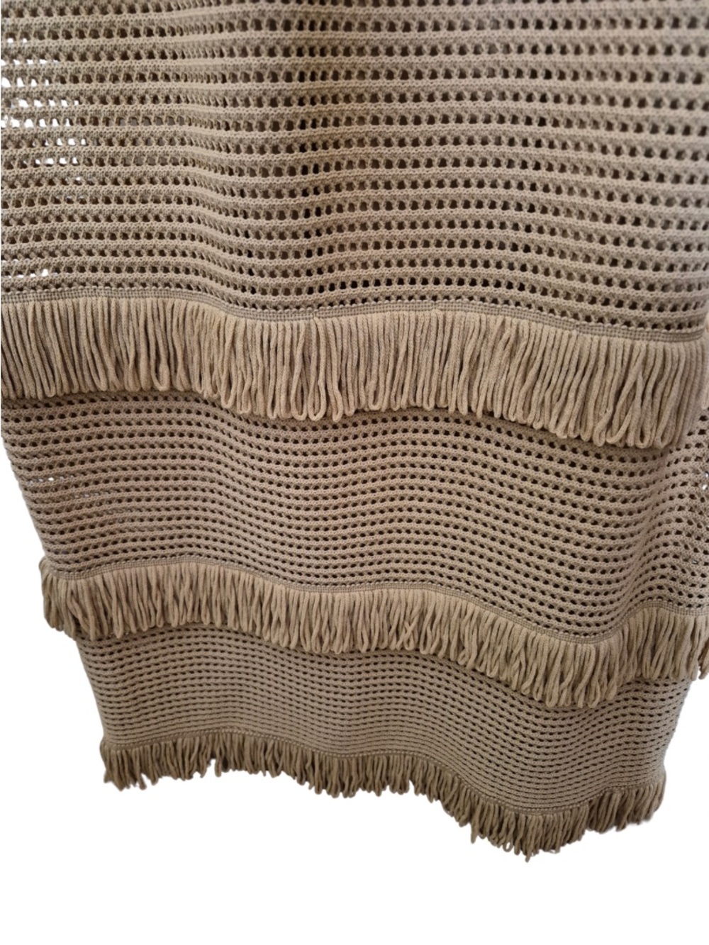 SANDRO Anvers Pointelle Knit Dress in Camel - Picture 9 of 14